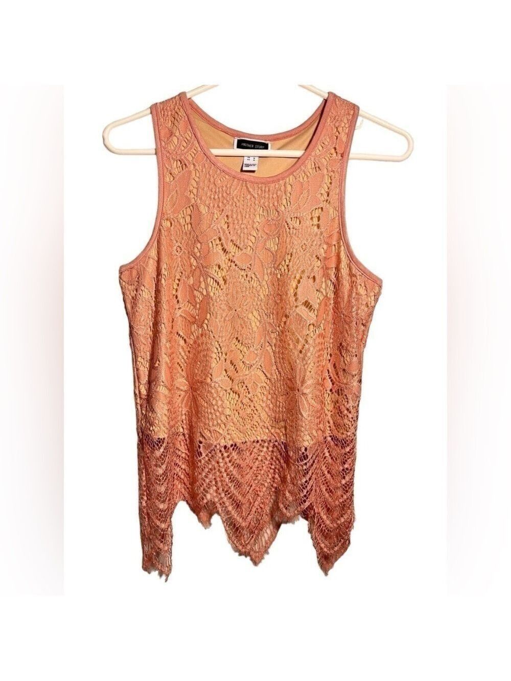 Another Story lace overlay sleeveless boho festival top size small-med